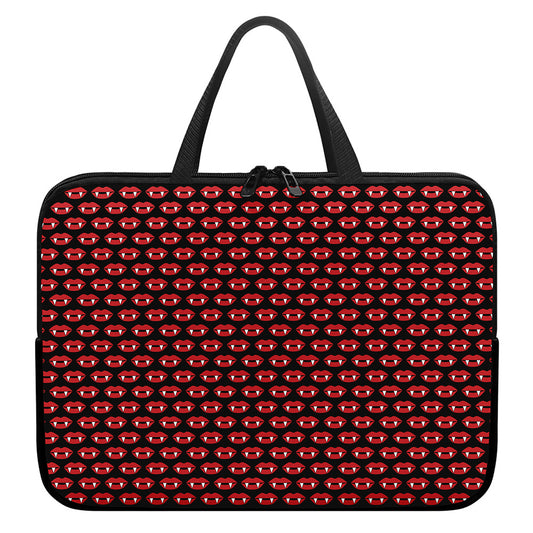 Halloween Vampire Lips Pattern Print Laptop Sleeve With Handle