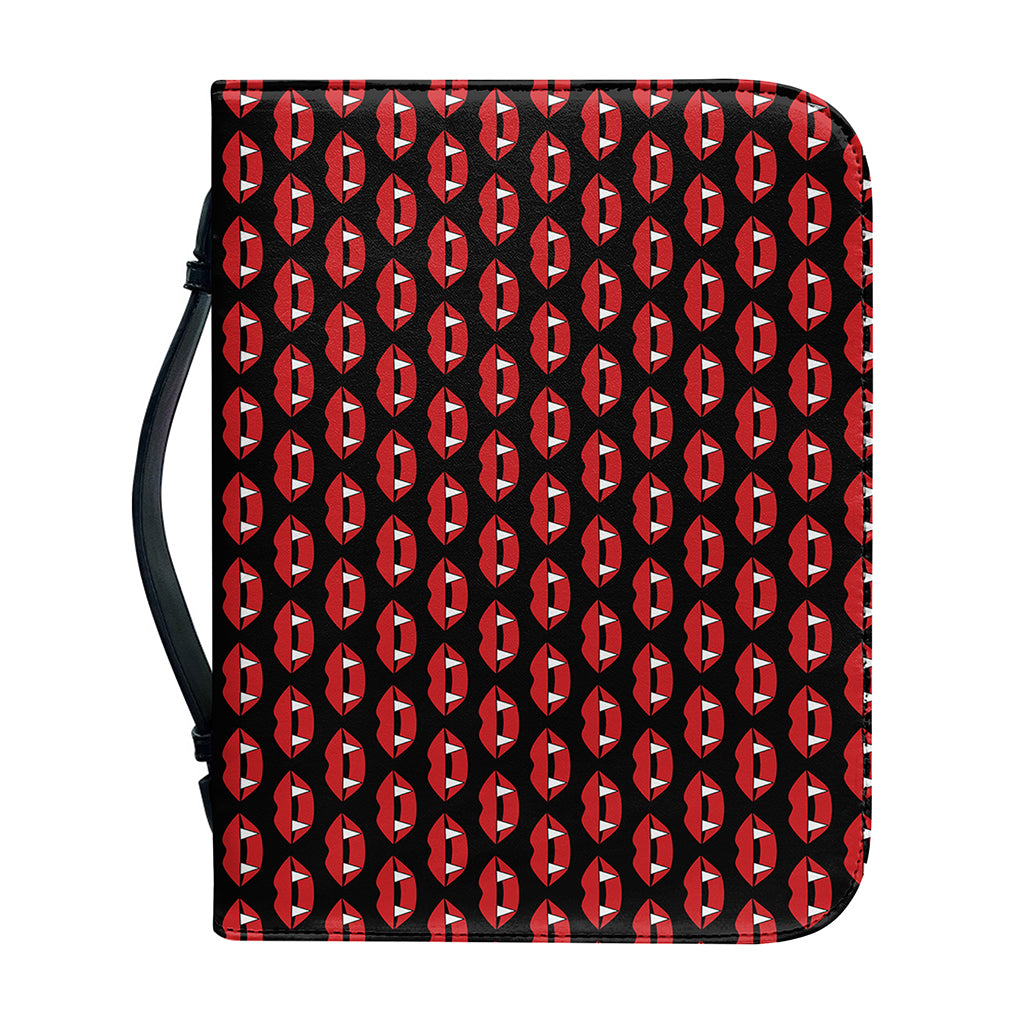 Halloween Vampire Lips Pattern Print Leather Bible Cover