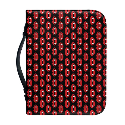 Halloween Vampire Lips Pattern Print Leather Bible Cover