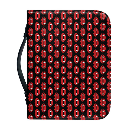 Halloween Vampire Lips Pattern Print Leather Bible Cover