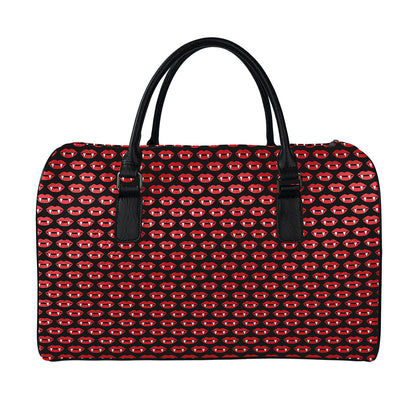 Halloween Vampire Lips Pattern Print Leather Duffle Bag