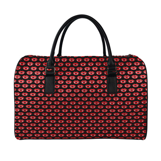 Halloween Vampire Lips Pattern Print Leather Duffle Bag