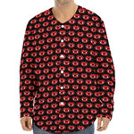 Halloween Vampire Lips Pattern Print Long Sleeve Baseball Jersey