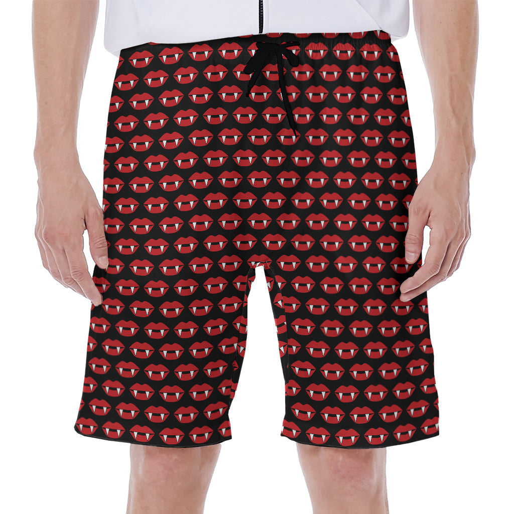 Halloween Vampire Lips Pattern Print Men's Beach Shorts