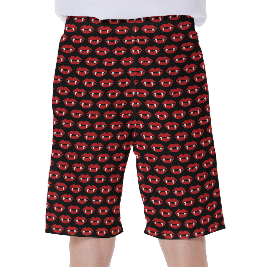 Halloween Vampire Lips Pattern Print Men's Beach Shorts
