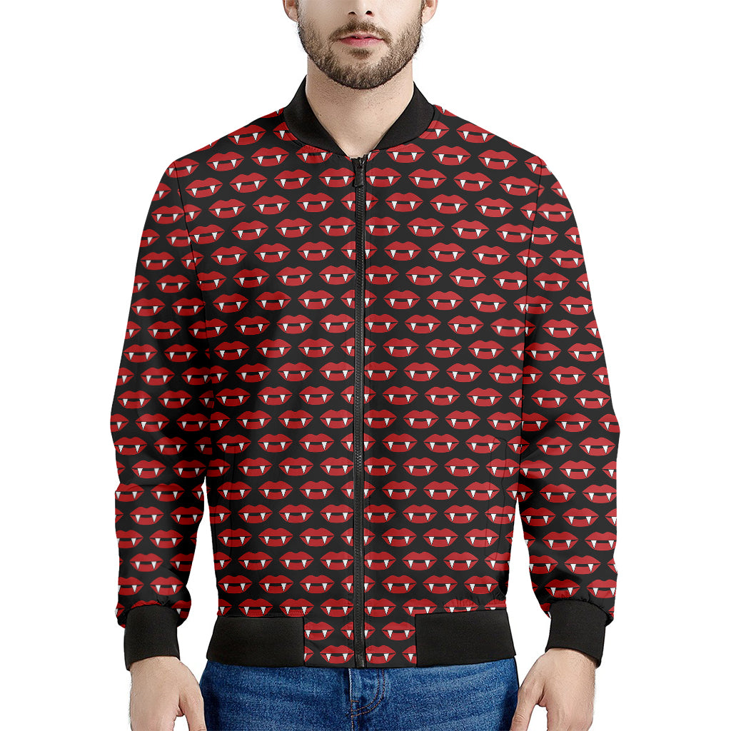 Halloween Vampire Lips Pattern Print Men's Bomber Jacket