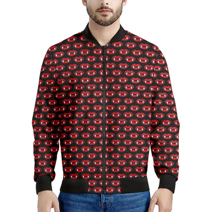 Halloween Vampire Lips Pattern Print Men's Bomber Jacket