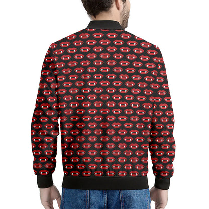 Halloween Vampire Lips Pattern Print Men's Bomber Jacket
