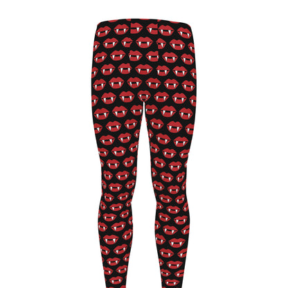 Halloween Vampire Lips Pattern Print Men's leggings