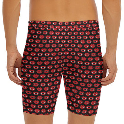 Halloween Vampire Lips Pattern Print Men's Long Boxer Briefs