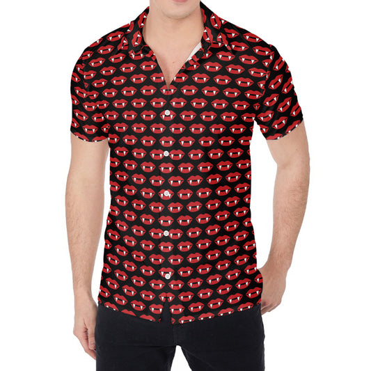Halloween Vampire Lips Pattern Print Men's Shirt