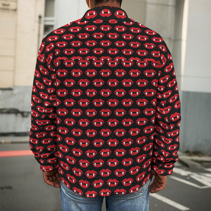 Halloween Vampire Lips Pattern Print Men's Shirt Jacket