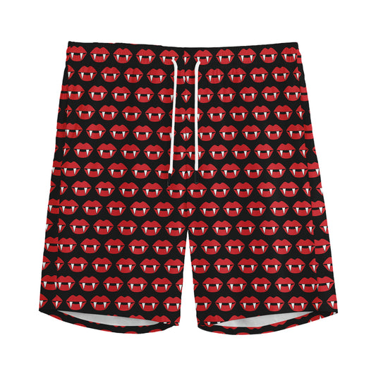 Halloween Vampire Lips Pattern Print Men's Sports Shorts