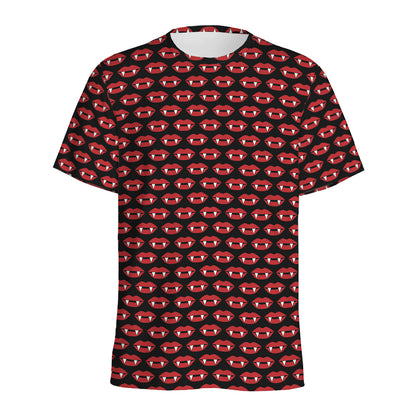 Halloween Vampire Lips Pattern Print Men's Sports T-Shirt