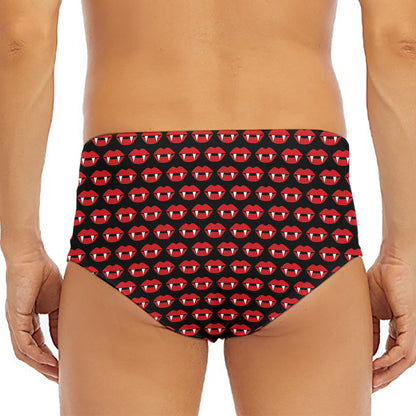 Halloween Vampire Lips Pattern Print Men's Triangle Swim Briefs
