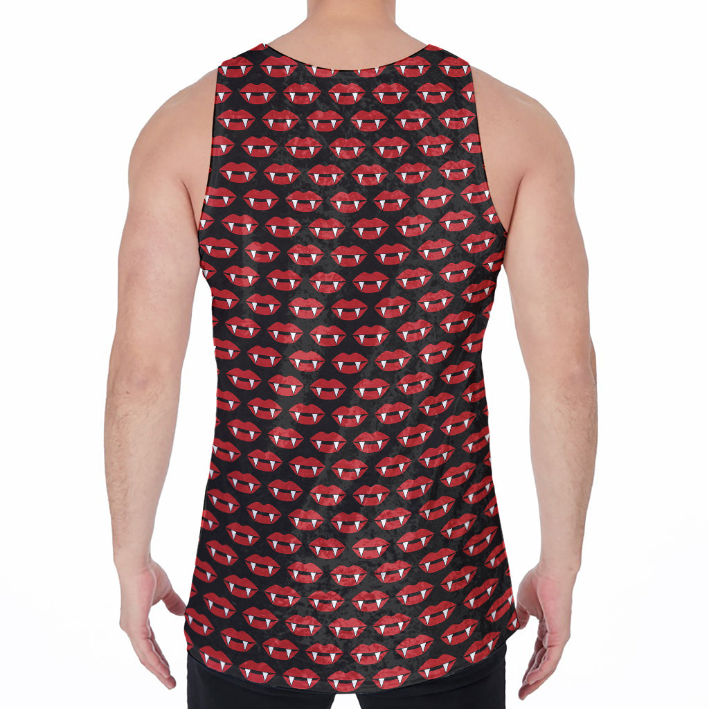 Halloween Vampire Lips Pattern Print Men's Velvet Tank Top
