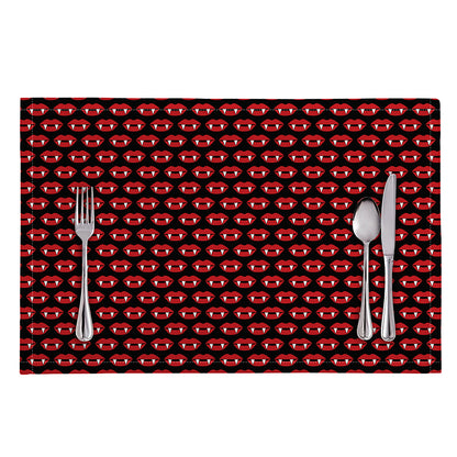 Halloween Vampire Lips Pattern Print Placemat