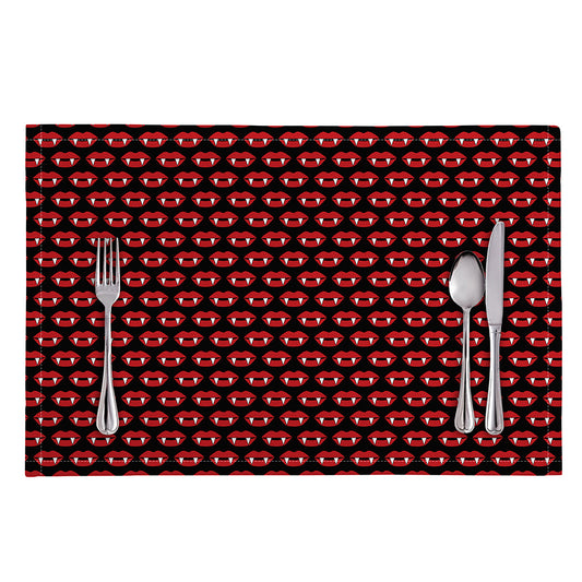 Halloween Vampire Lips Pattern Print Placemat