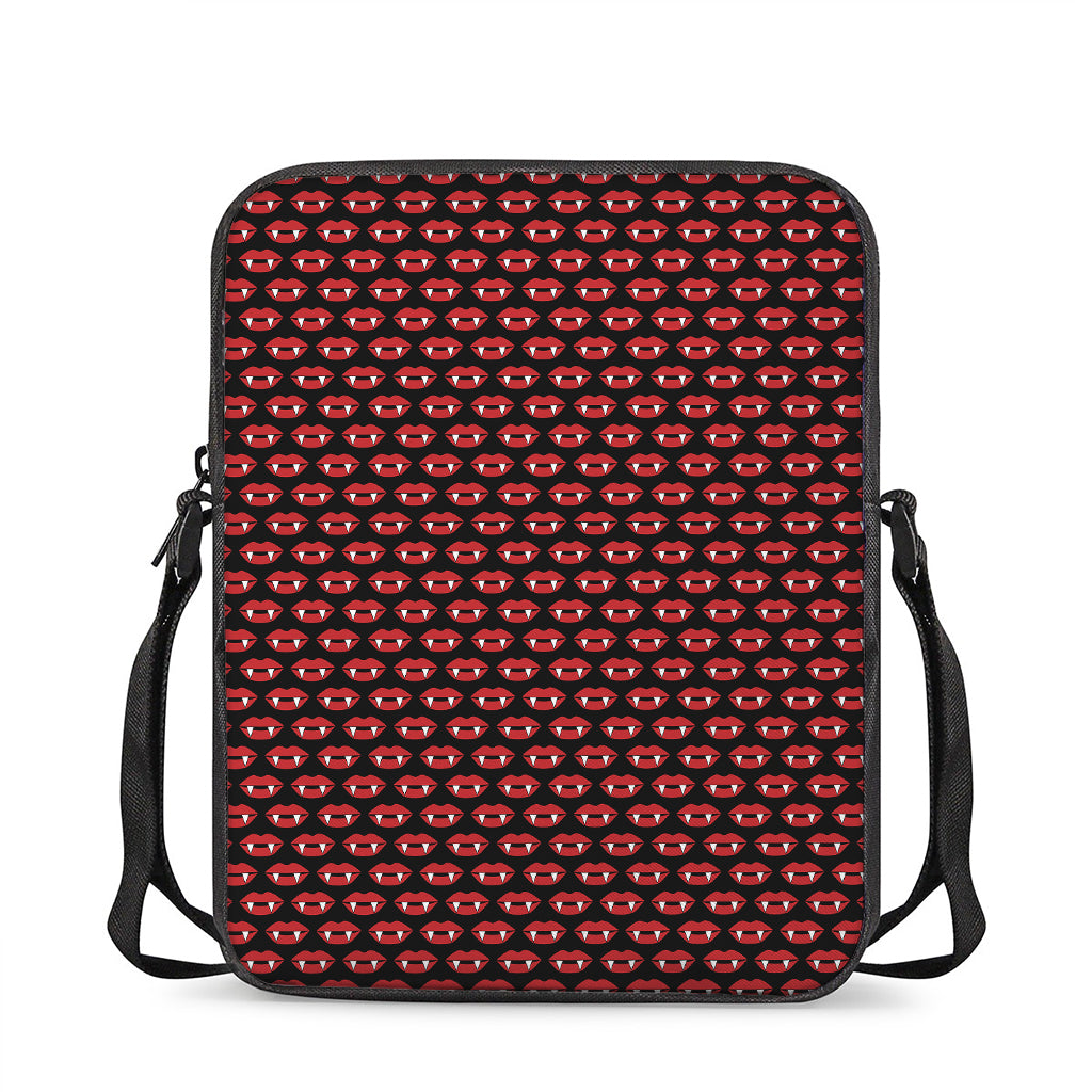 Halloween Vampire Lips Pattern Print Rectangular Crossbody Bag