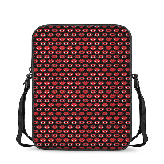 Halloween Vampire Lips Pattern Print Rectangular Crossbody Bag