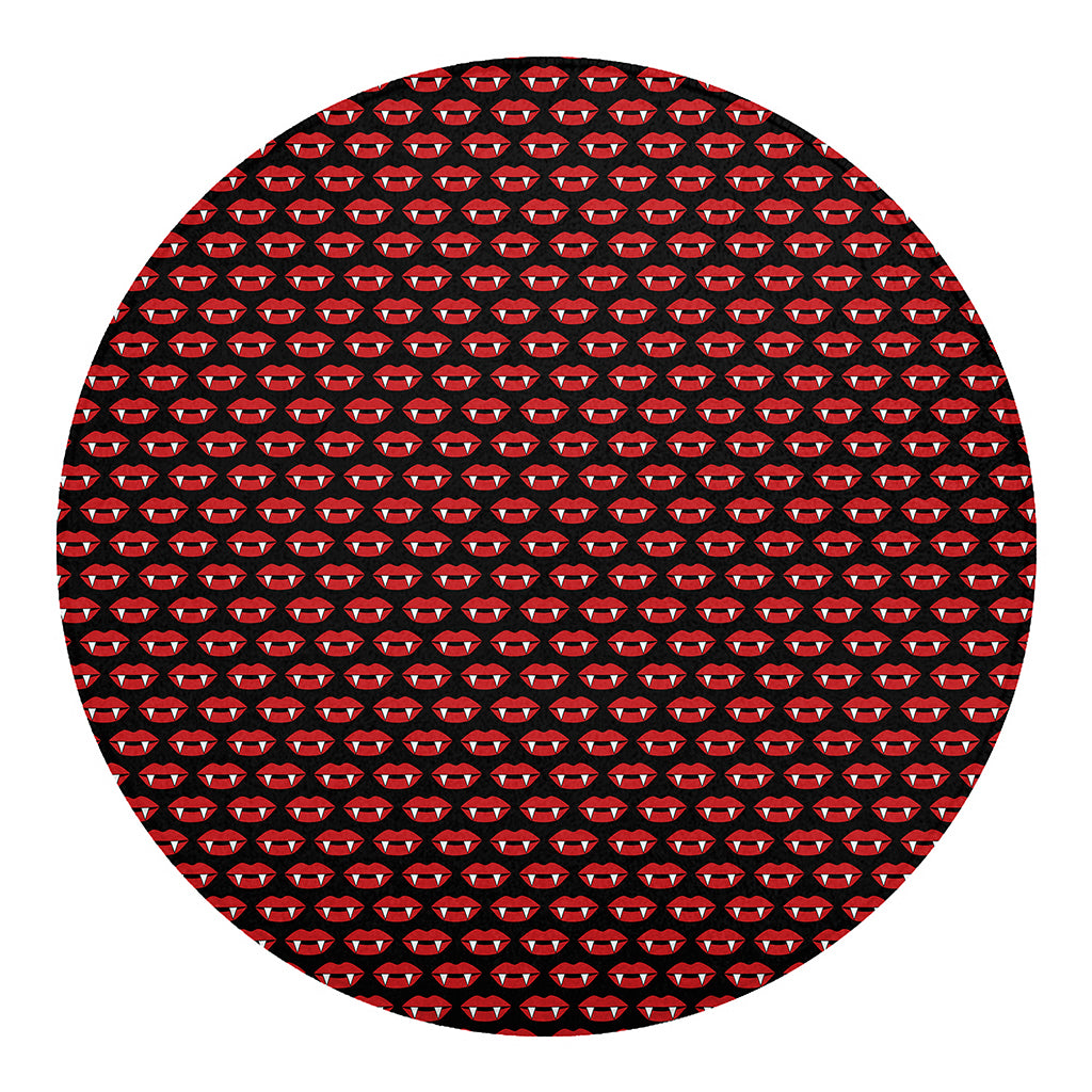 Halloween Vampire Lips Pattern Print Round Blanket