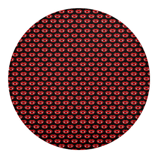 Halloween Vampire Lips Pattern Print Round Blanket
