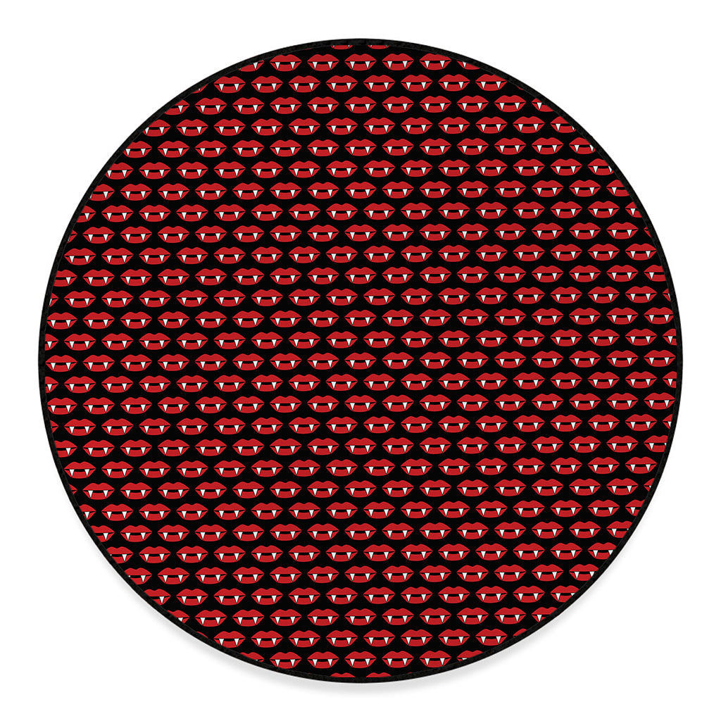 Halloween Vampire Lips Pattern Print Round Floor Mat