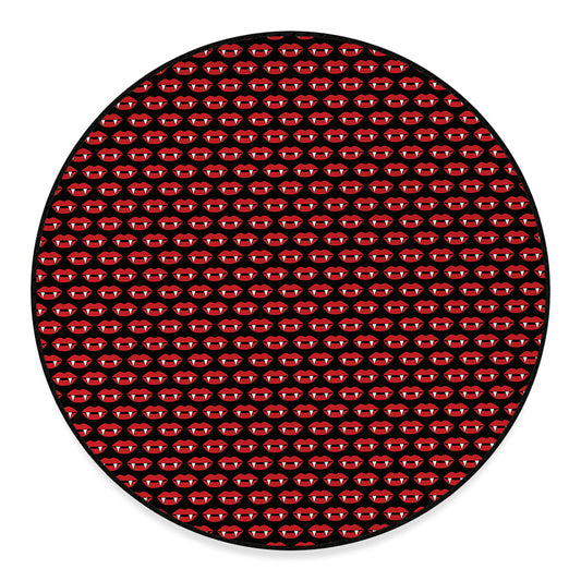 Halloween Vampire Lips Pattern Print Round Floor Mat