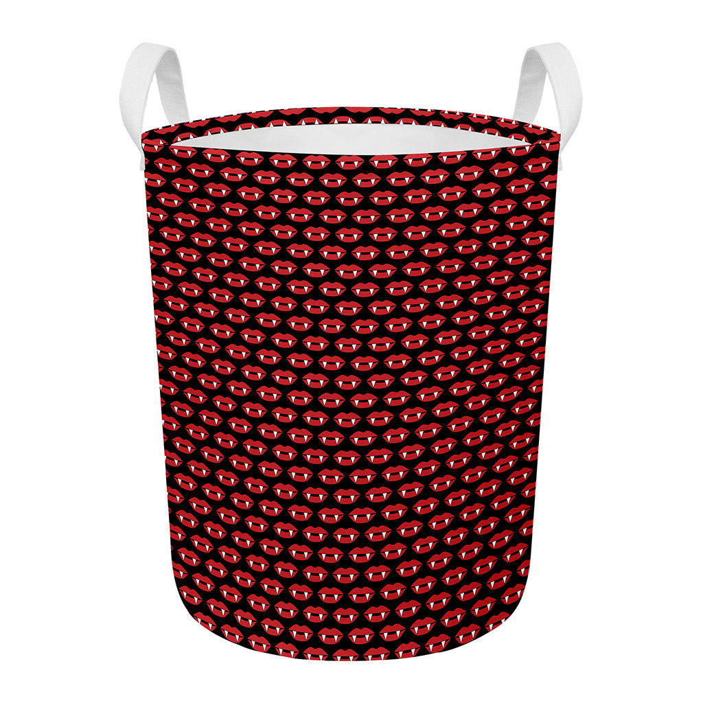 Halloween Vampire Lips Pattern Print Round Laundry Basket