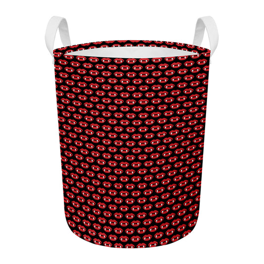 Halloween Vampire Lips Pattern Print Round Laundry Basket