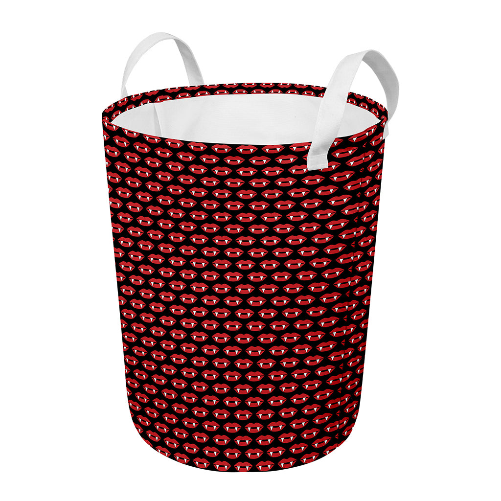 Halloween Vampire Lips Pattern Print Round Laundry Basket