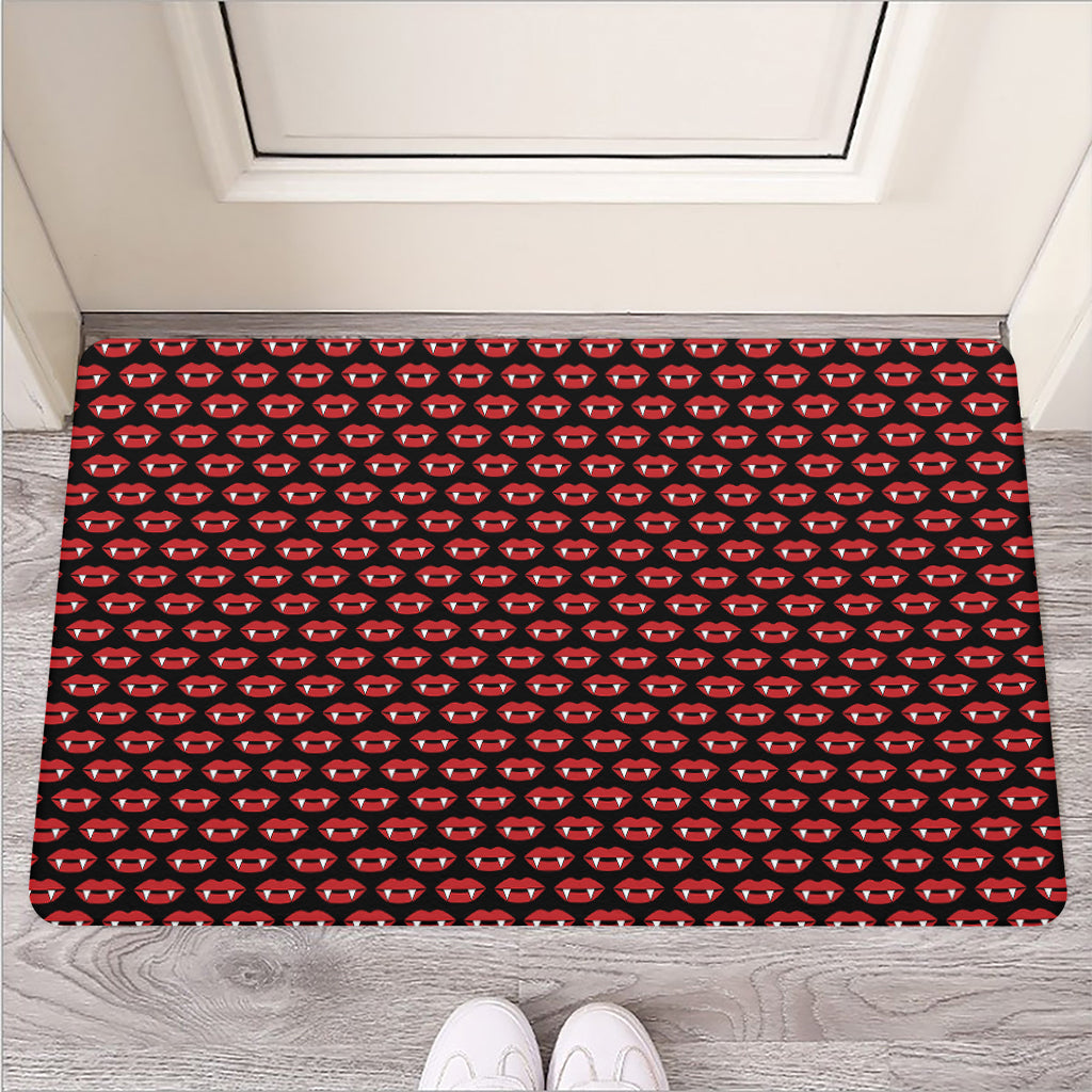 Halloween Vampire Lips Pattern Print Rubber Doormat