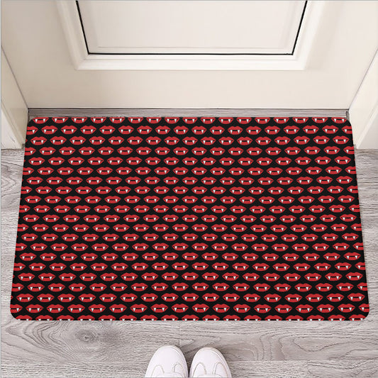 Halloween Vampire Lips Pattern Print Rubber Doormat