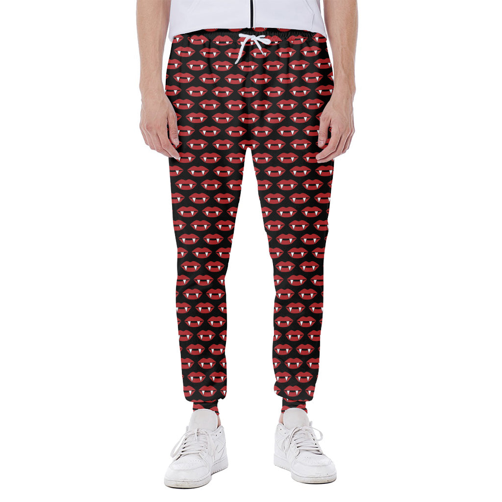 Halloween Vampire Lips Pattern Print Scuba Joggers