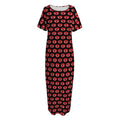 Halloween Vampire Lips Pattern Print Short Sleeve Long Nightdress