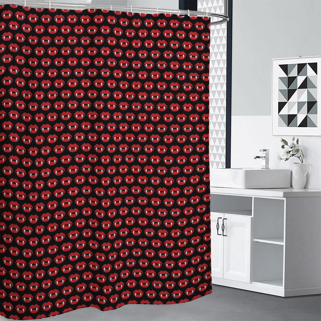 Halloween Vampire Lips Pattern Print Shower Curtain