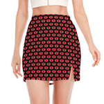 Halloween Vampire Lips Pattern Print Side Slit Mini Skirt