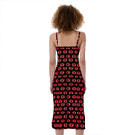 Halloween Vampire Lips Pattern Print Slim Fit Midi Cami Dress