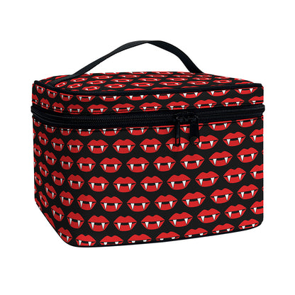 Halloween Vampire Lips Pattern Print Travel Makeup Bag