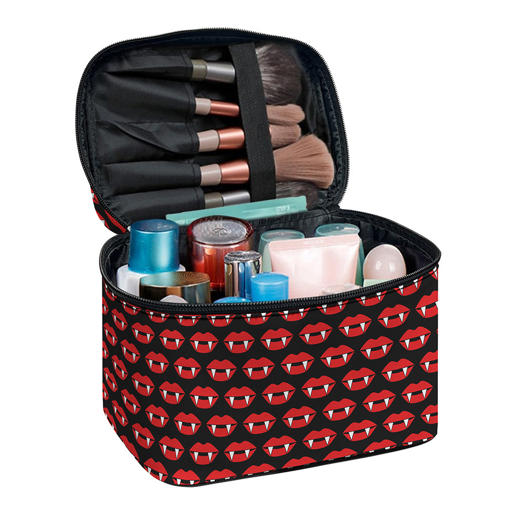 Halloween Vampire Lips Pattern Print Travel Makeup Bag
