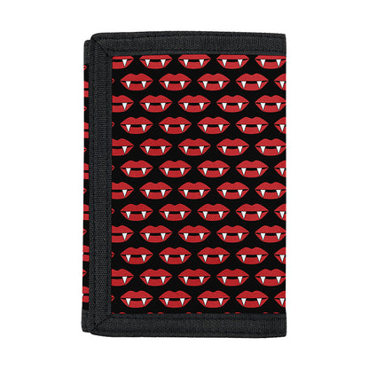 Halloween Vampire Lips Pattern Print Trifold Wallet