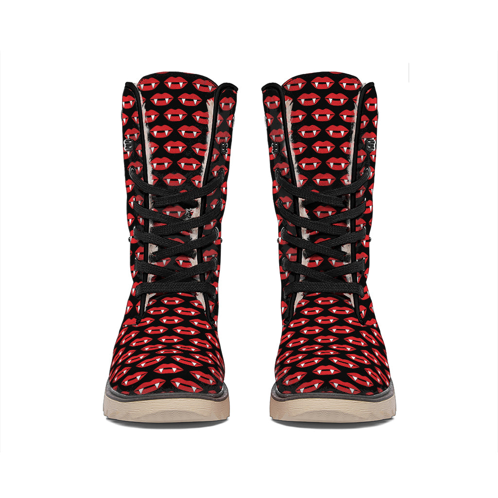 Halloween Vampire Lips Pattern Print Winter Boots