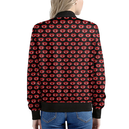 Halloween Vampire Lips Pattern Print Women's Bomber Jacket