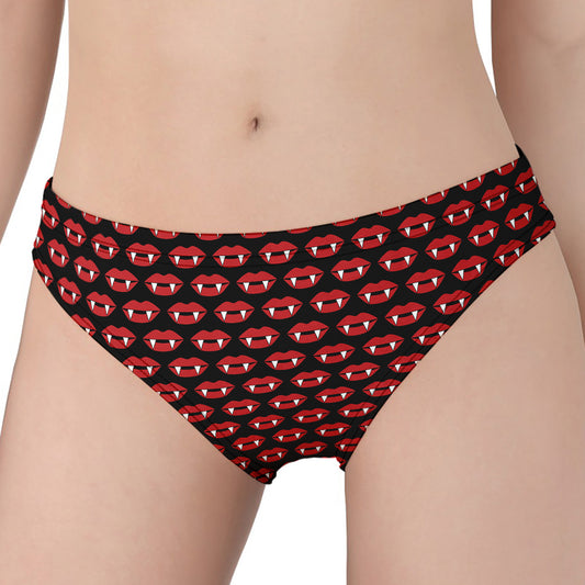 Halloween Vampire Lips Pattern Print Women's Panties