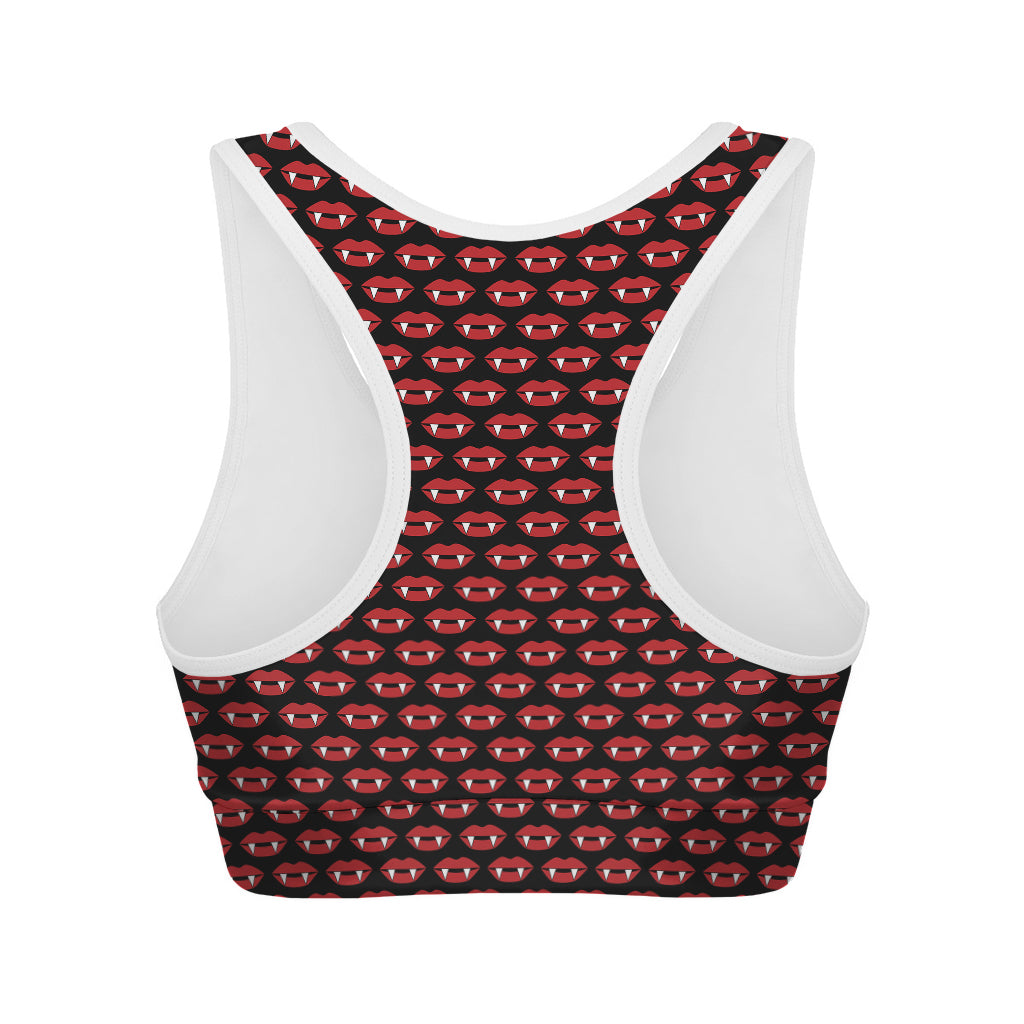 Halloween Vampire Lips Pattern Print Women's Sports Bra
