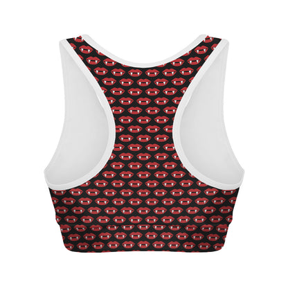Halloween Vampire Lips Pattern Print Women's Sports Bra