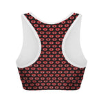 Halloween Vampire Lips Pattern Print Women's Sports Bra