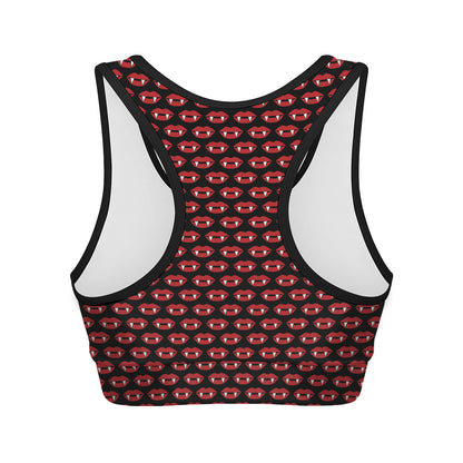 Halloween Vampire Lips Pattern Print Women's Sports Bra