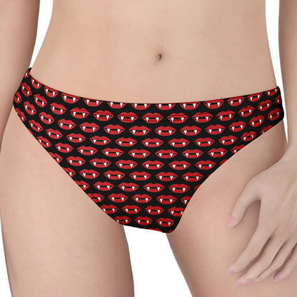 Halloween Vampire Lips Pattern Print Women's Thong