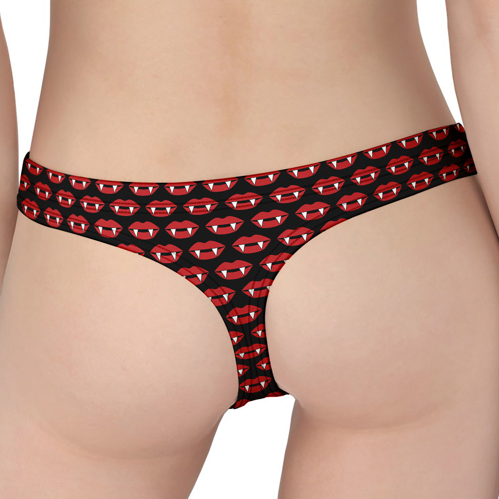 Halloween Vampire Lips Pattern Print Women's Thong